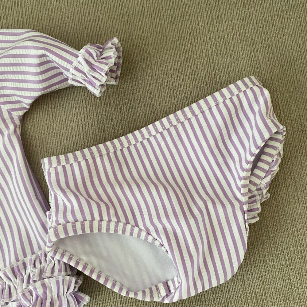 Ruffle Butts Lavender Striped Set